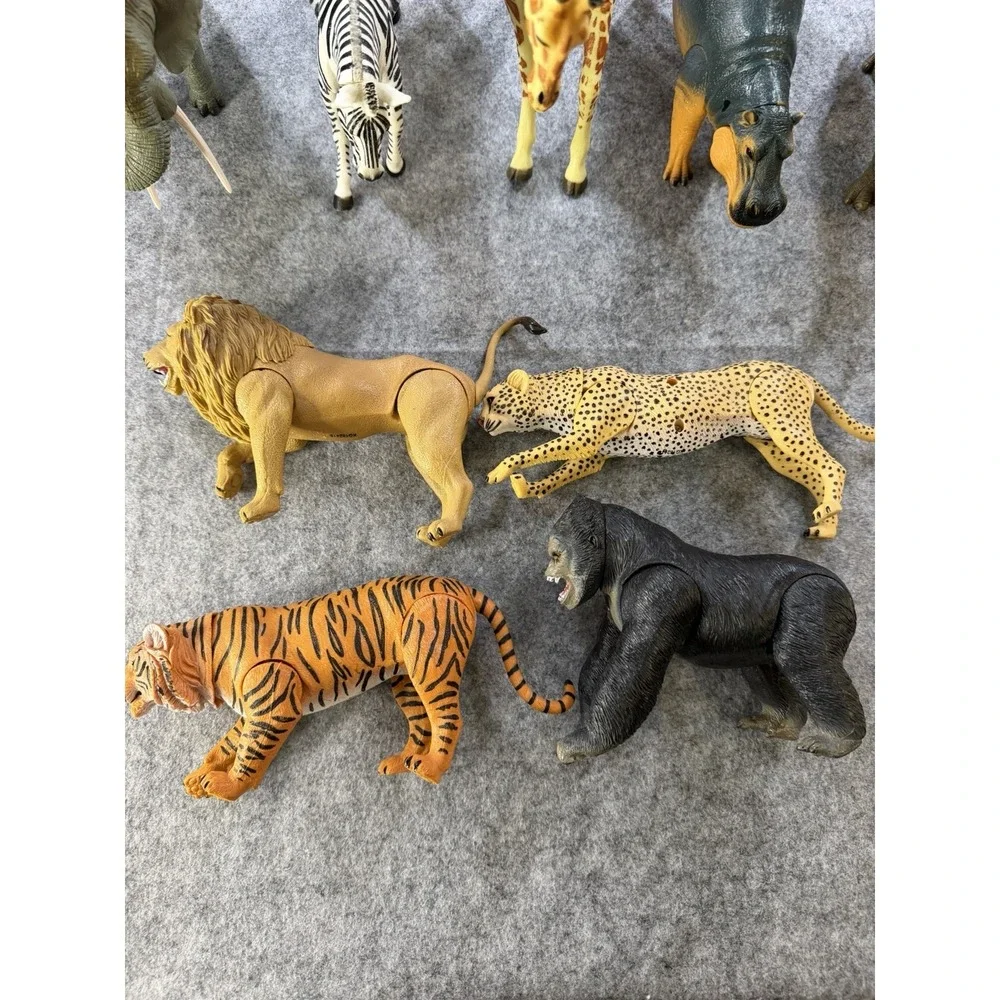 Vintage K&M Style Articulated Safari Animals 9 Pc Posable Wildlife Figure Lot